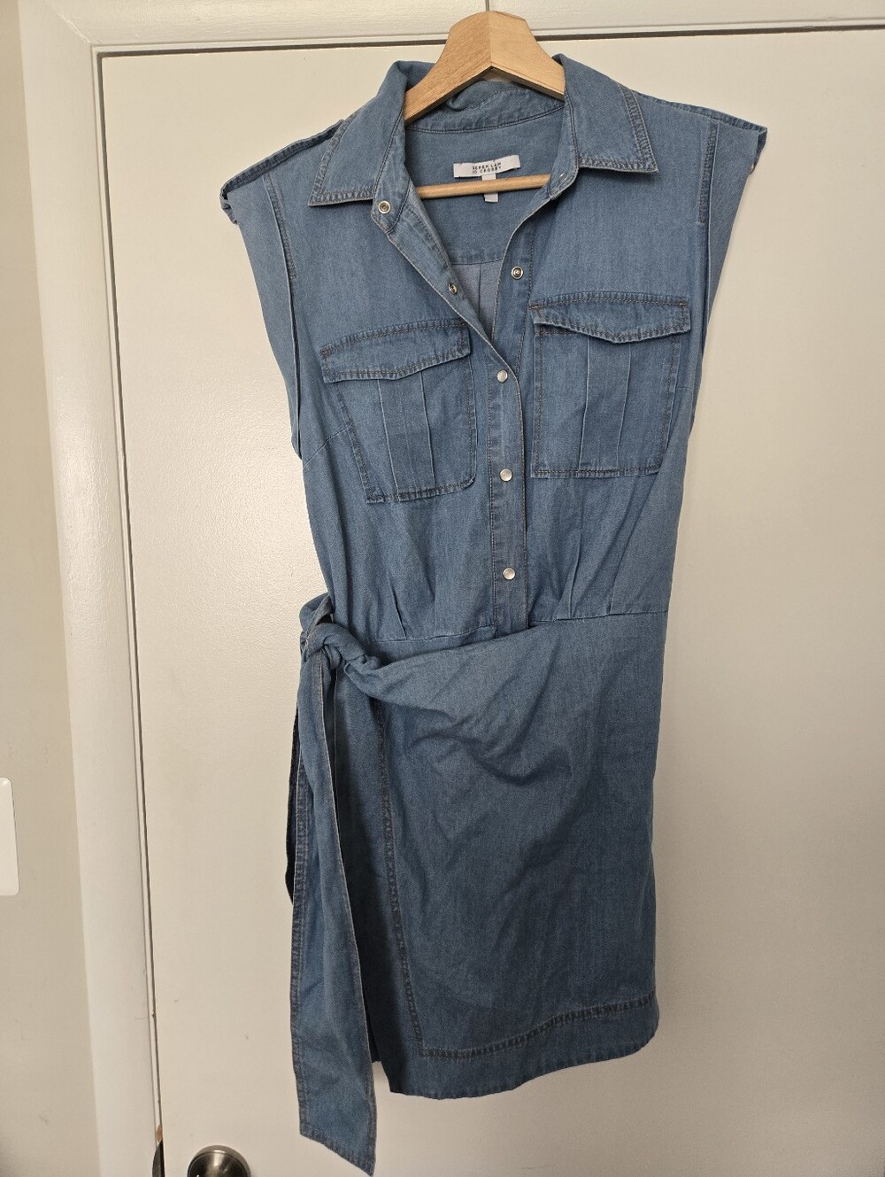 Derek Lam 10 Crosby Denim Tie Mini Dress Size 8 - Picture 2 of 6